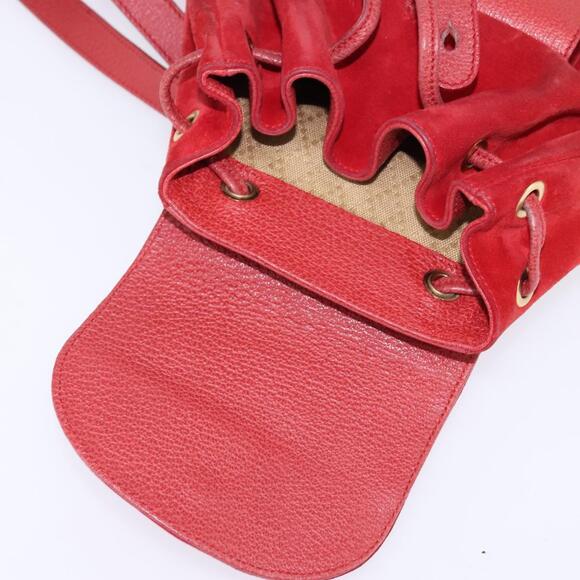 GUCCI Bamboo Backpack Suede Leather Red Gold 003 8030 Auth gh770 main image 7